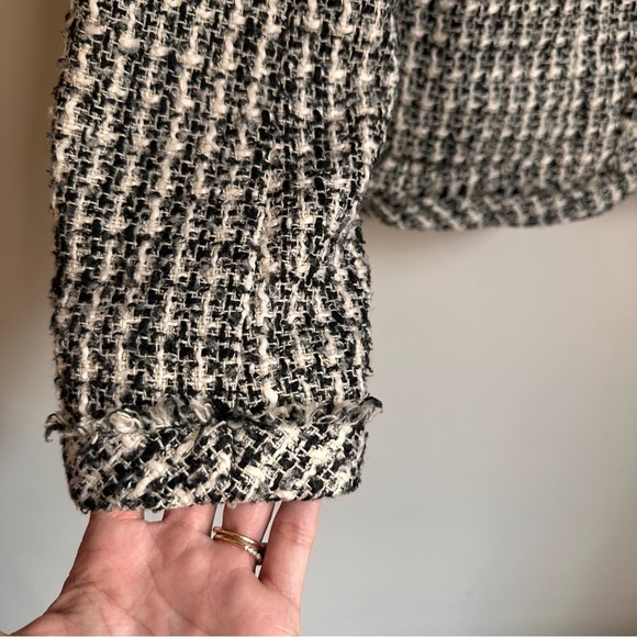 Vintage Kate Hill Tweed Button Front Jacket Black Cream - Picture 7 of 9